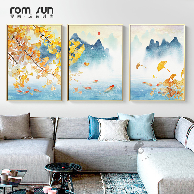 삼부작 새로운 중국 사계절 풍경 그림, 캔버스 포스터, 프린트 월 아트, 그림, 거실, 홈 데코